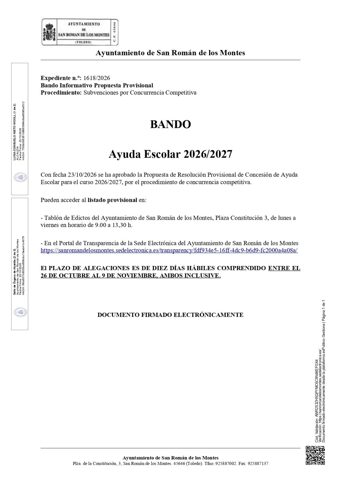 Ayuda Escolar 2026/2027: listado provisional y alegaciones hasta el 9 de noviembre