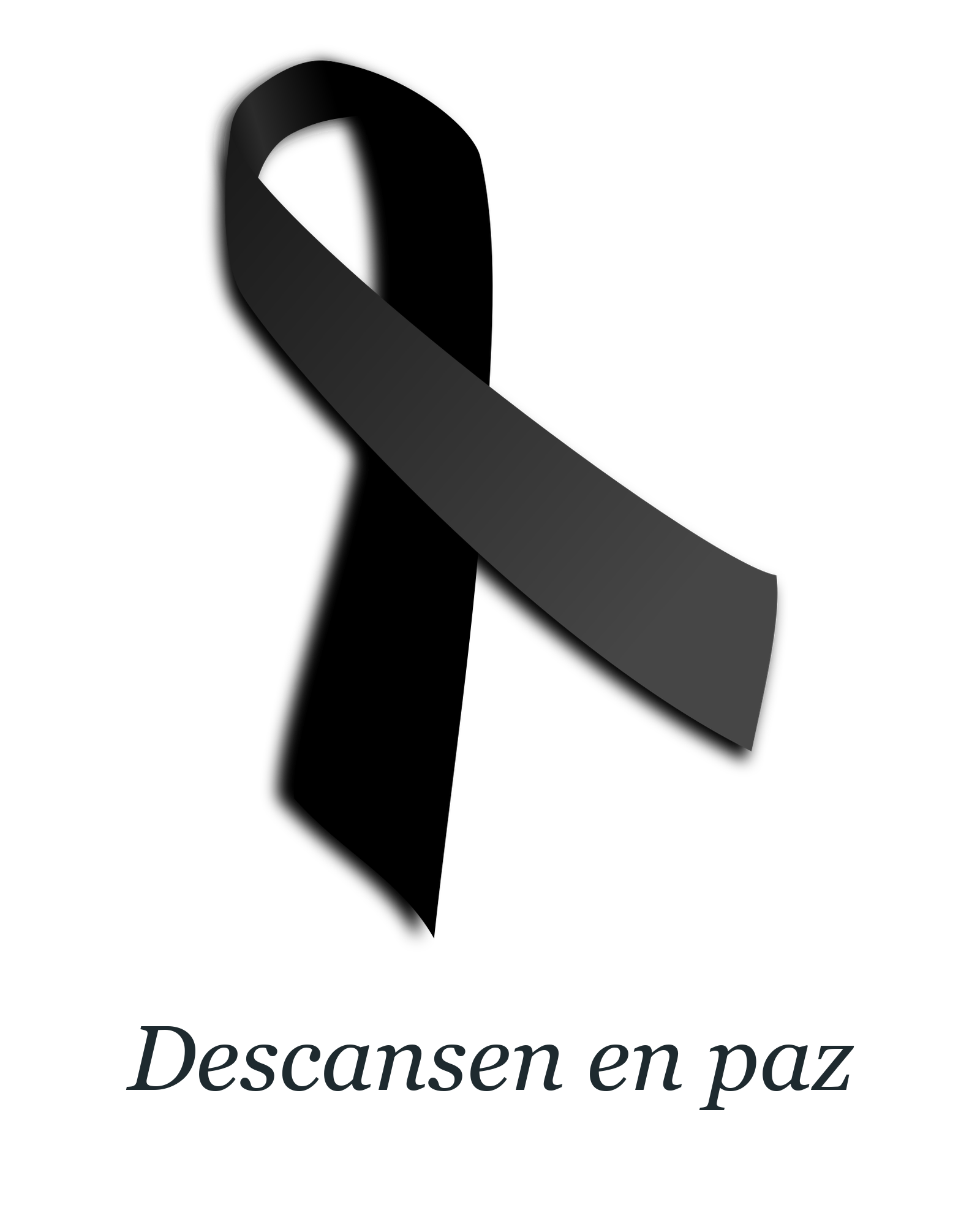 Crespón negro de luto con el texto «Descansen en paz»