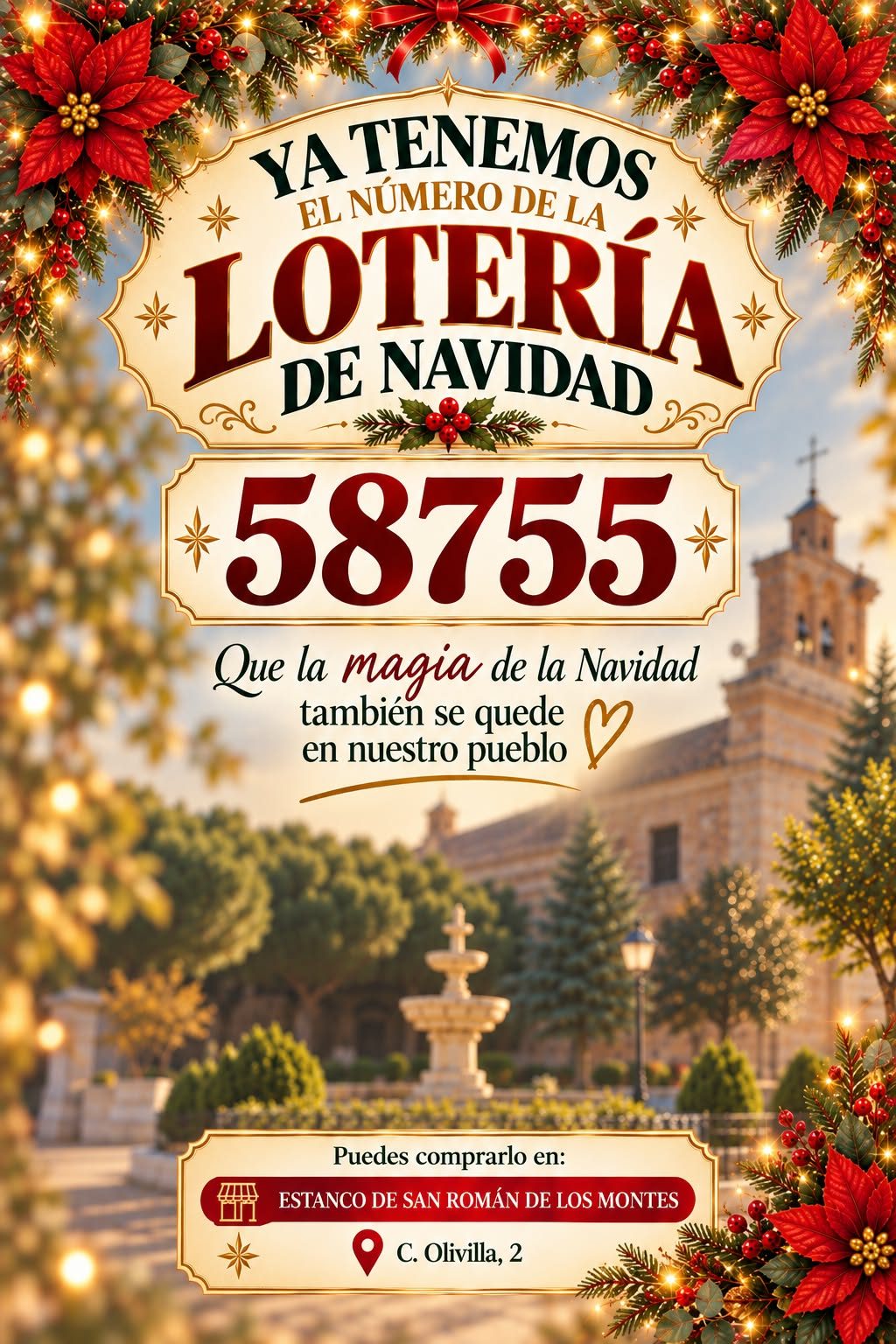 Ya está a la venta nuestro número de la Lotería de Navidad: 58755