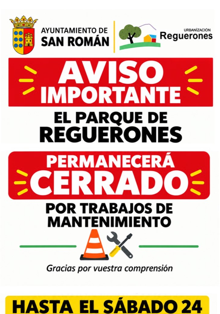 El parque de Reguerones, cerrado por mantenimiento hasta el sábado 24