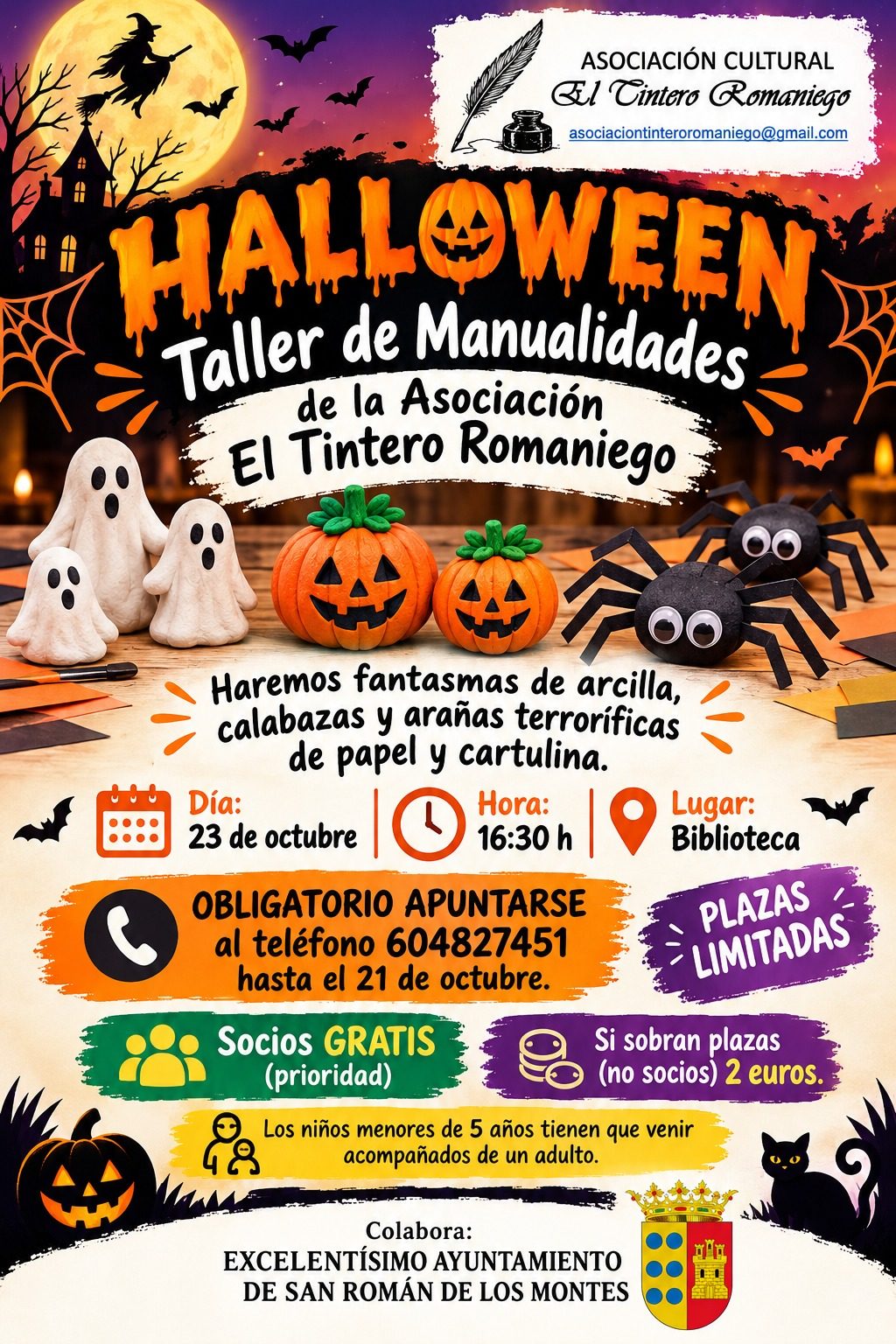 Taller de manualidades de Halloween de El Tintero Romaniego