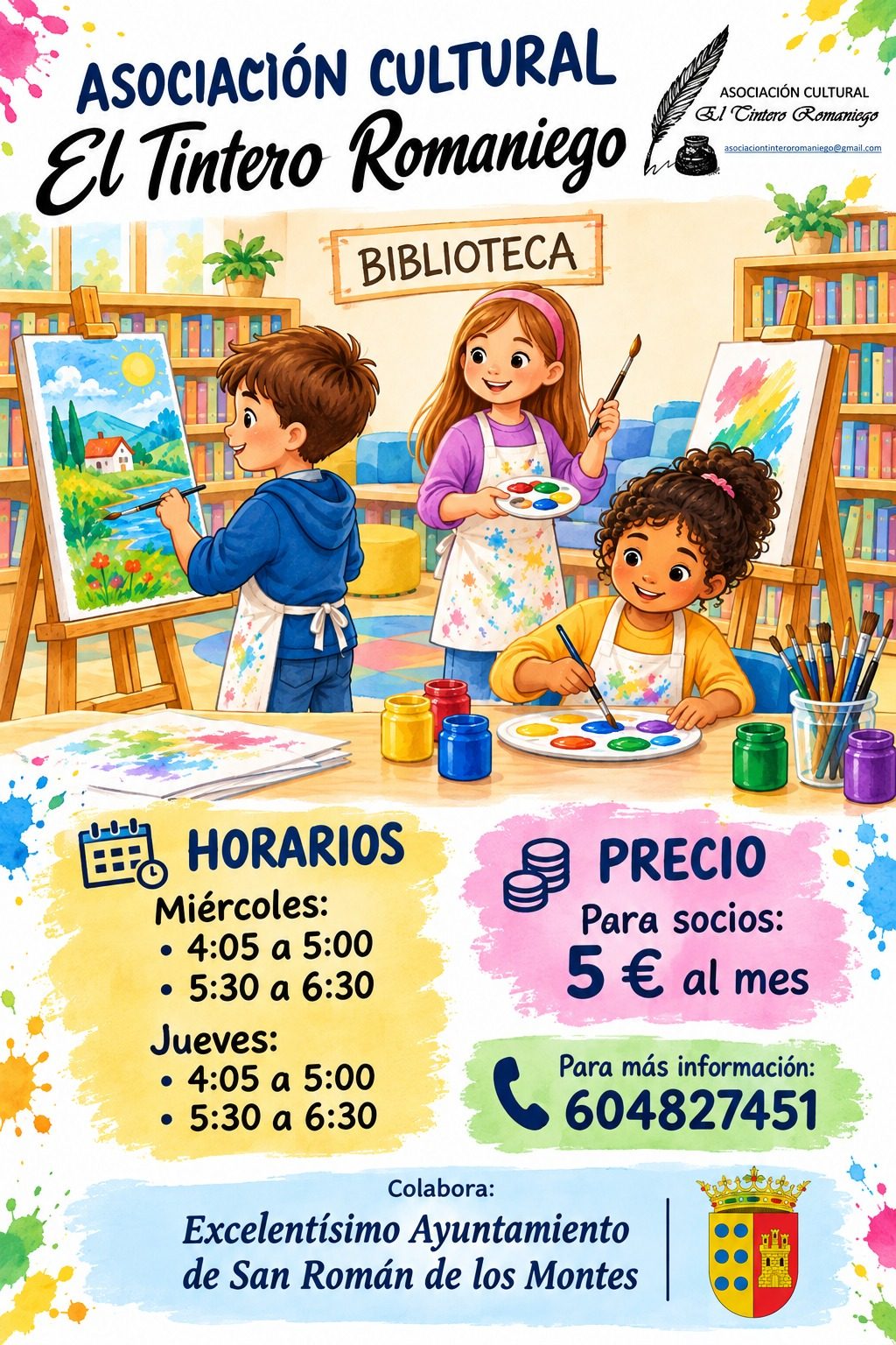 El Tintero Romaniego estrena talleres de pintura, ganchillo y ajedrez en la Biblioteca